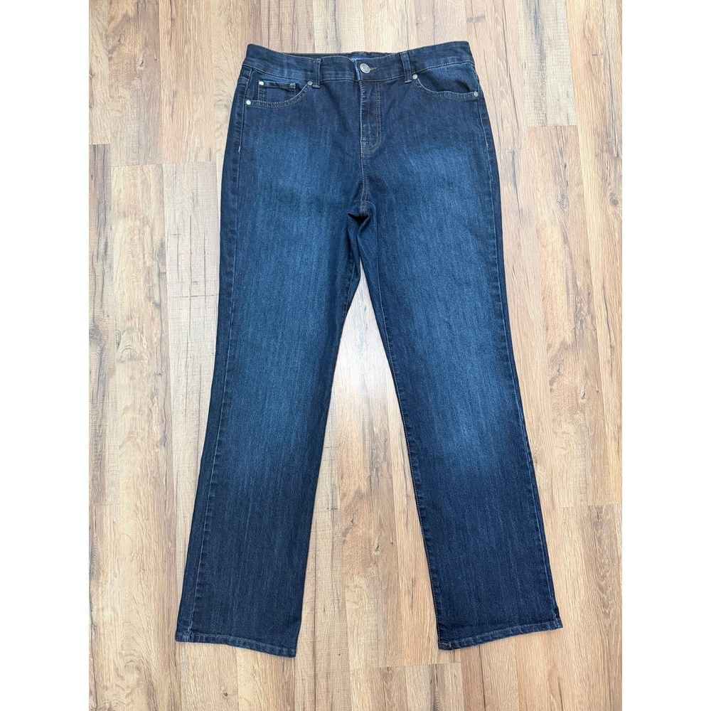 Bandolino Samantha Jeans Women's Size 12 Dark Wash Straight Leg Stretch Denim